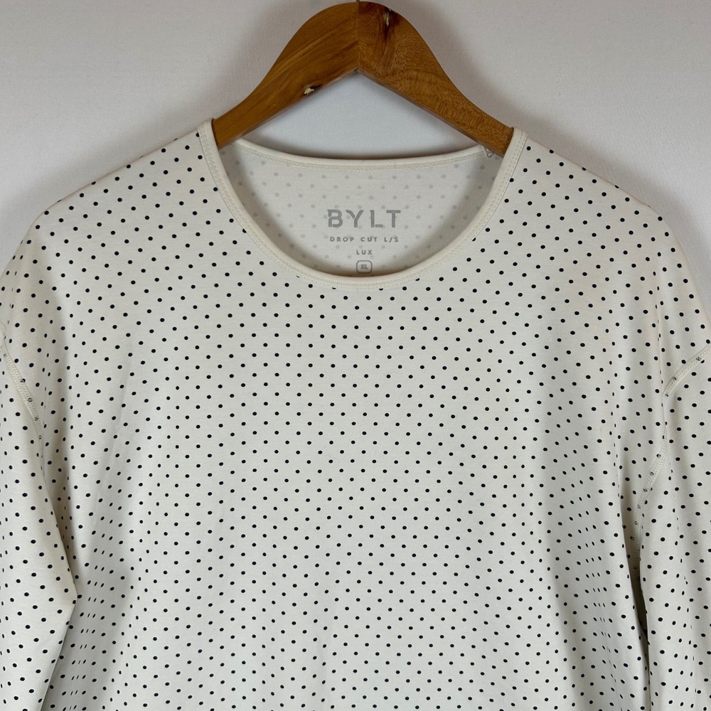 BYLT Basics Drop Cut LUX Long Sleeve Crew Neck Polka Dot Mens XL Shirt - Picture 6 of 9